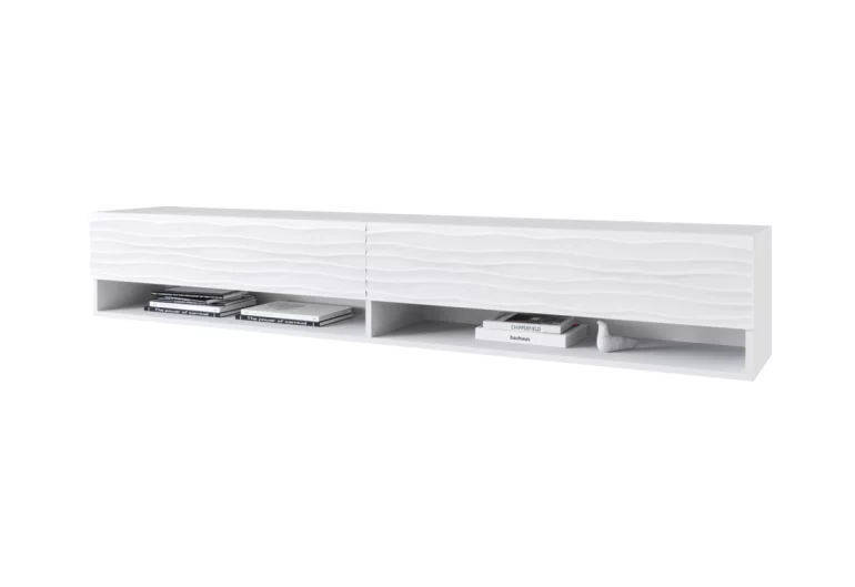 ТВ шкаф MENDES A 2, 180x30x31, бял/fala, с LED осветление